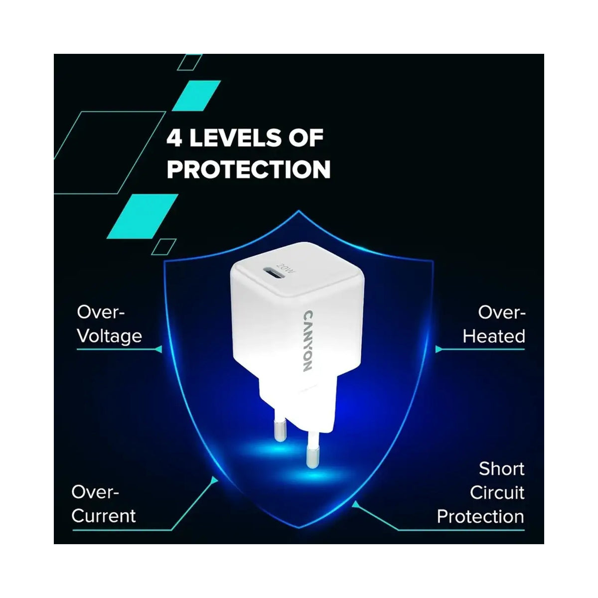 CANYON charger CU20C GaN 20W 1xPD EU White CNS-CUW20C