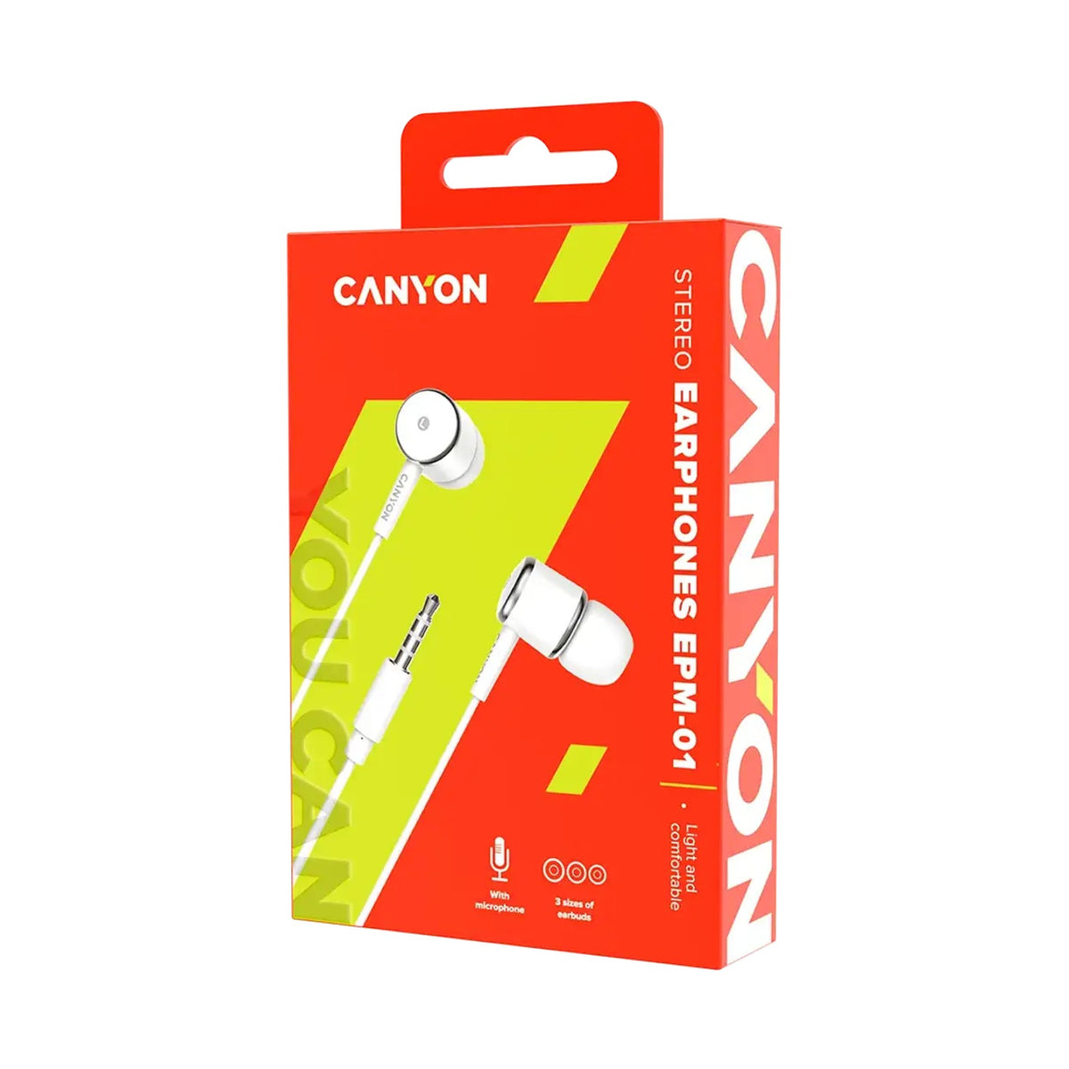 CANYON headphones EPM-01 Mic 1.2m White CNE-CEPM01W