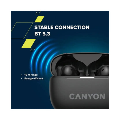 CANYON headset OnGo TWS-10 ANC+ENC Grey CNS-TWS10BK