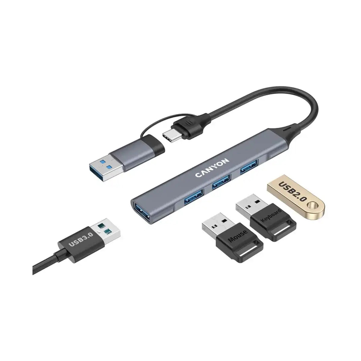 CANYON hub DS-02 4in1 USB-A/C Grey CNS-TDS02G