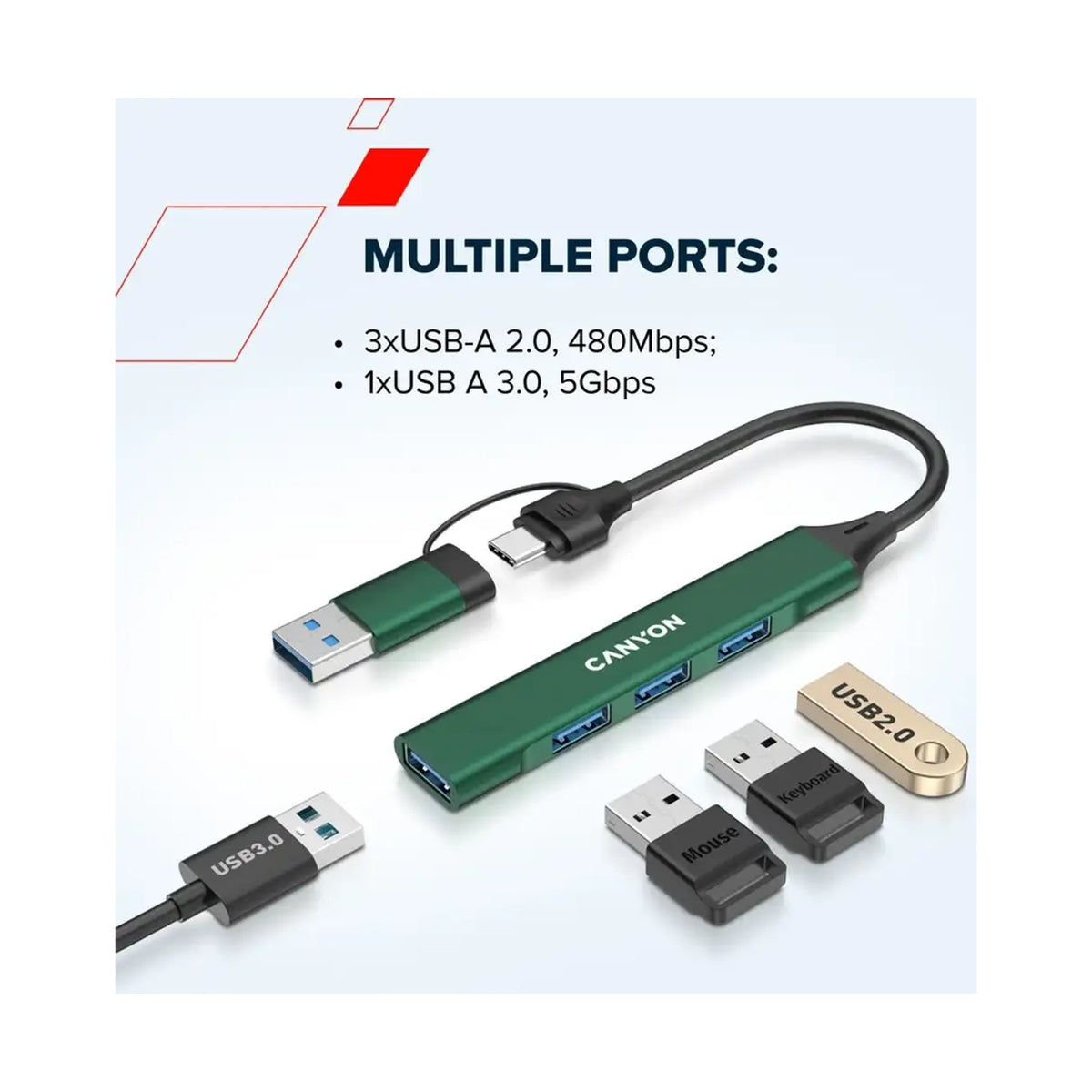 CANYON hub DS-02 4in1 USB-A/C Grey CNS-TDS02G