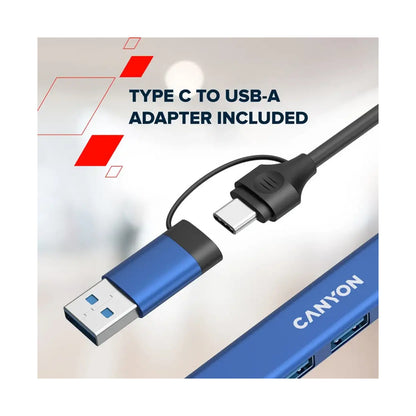 CANYON hub DS-02 4in1 USB-A/C Grey CNS-TDS02G