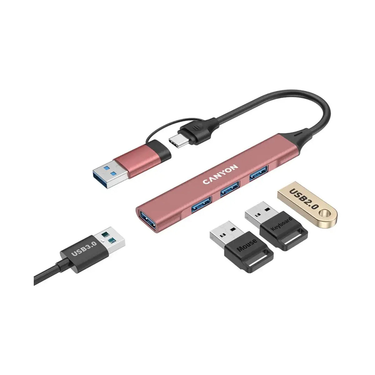 CANYON hub DS-02 4in1 USB-A/C Pink CNS-TDS02P