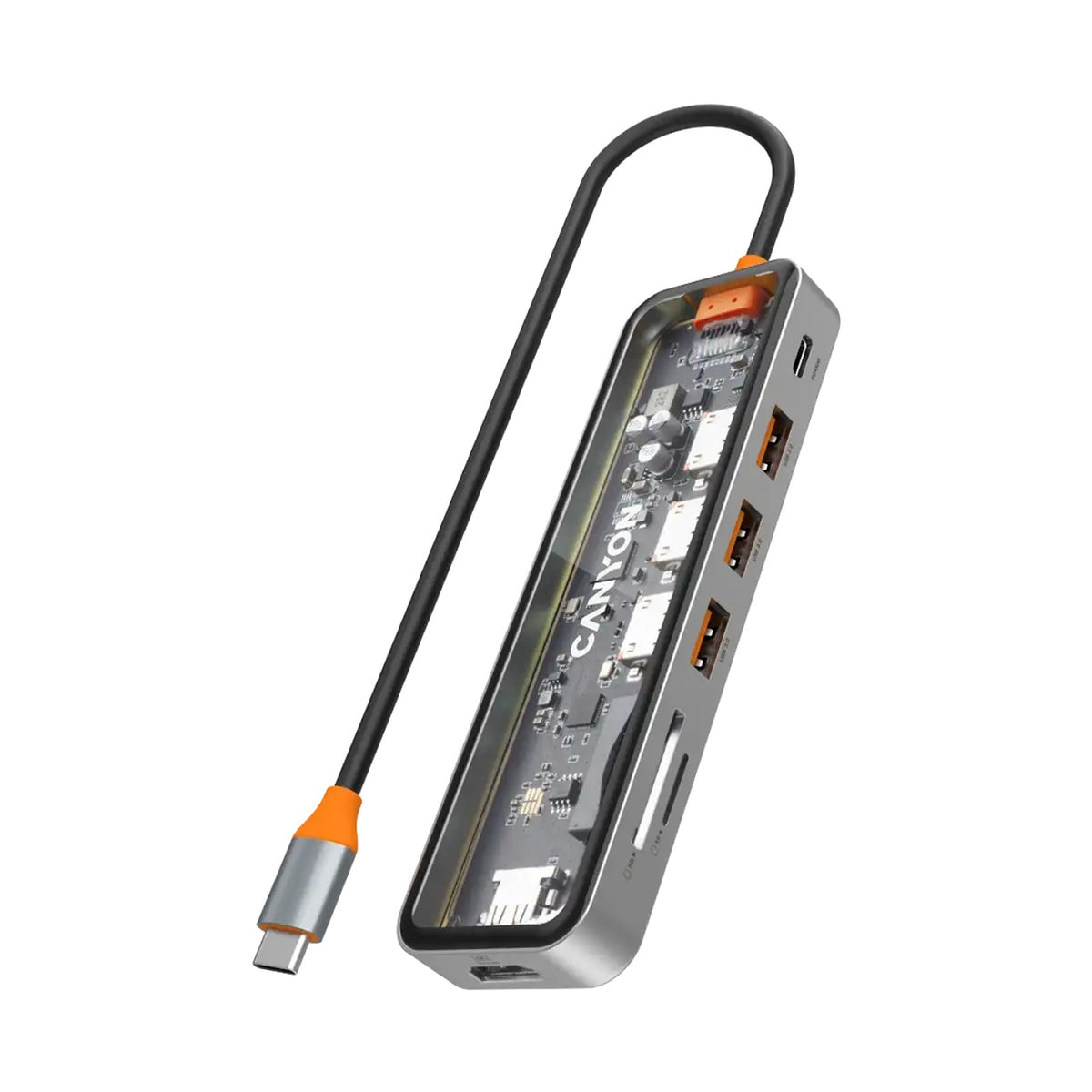 CANYON hub DS-13 7in1 4k USB-C Transparent Space Grey CNS-TDS13