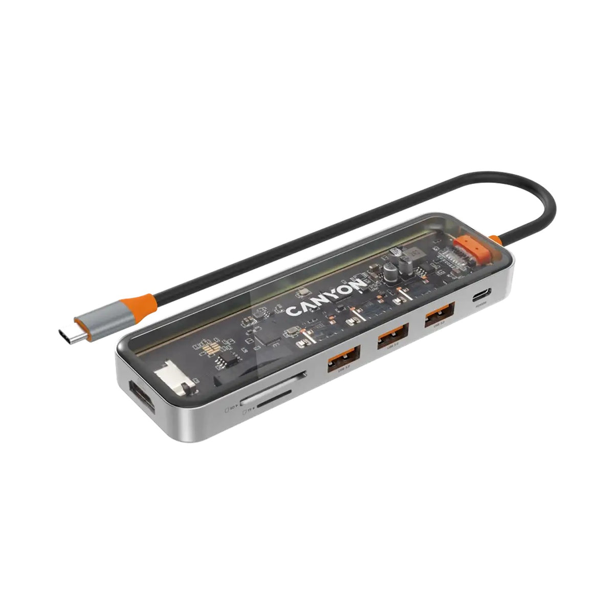 CANYON hub DS-13 7in1 4k USB-C Transparent Space Grey CNS-TDS13