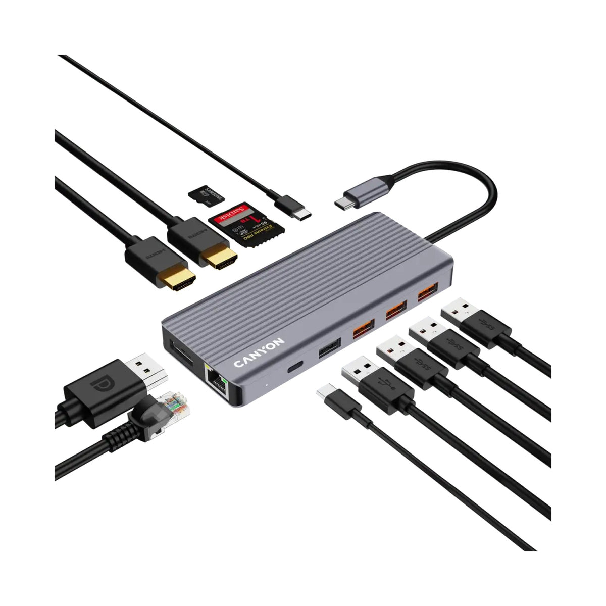 CANYON hub DS-16 13in1 4k USB-C Grey CNS-TDS16
