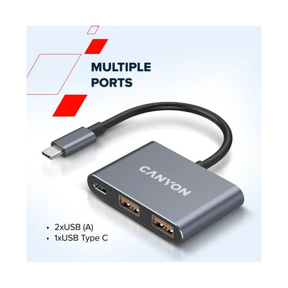 CANYON hub DS-3 3in1 USB-C Dark Grey CNS-TDS3