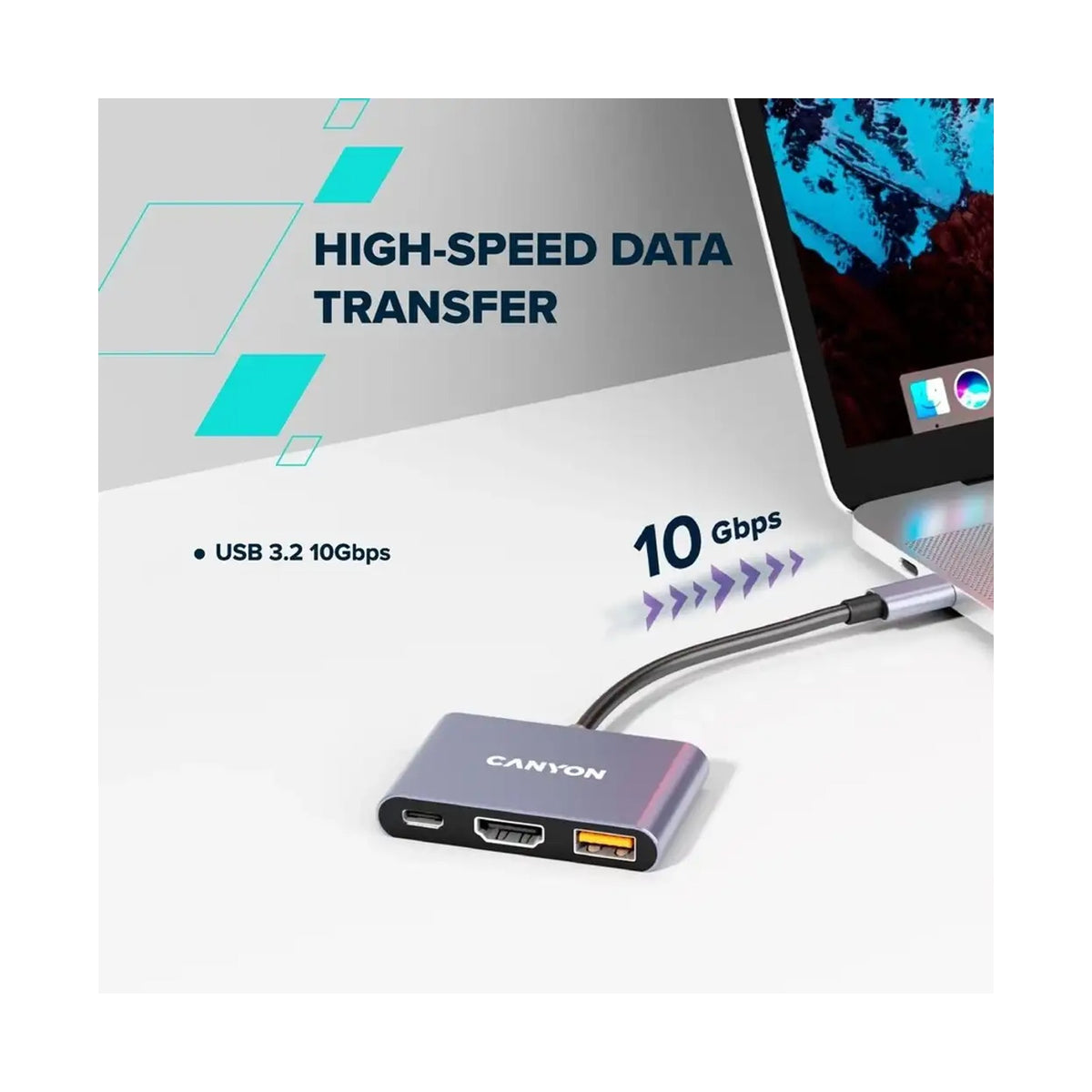 CANYON hub DS-4 3in1 USB-C Grey CNS-TDS4