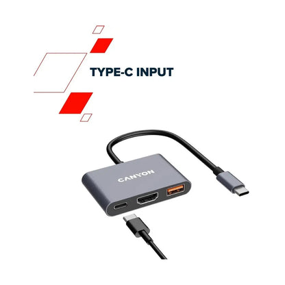 CANYON hub DS-4 3in1 USB-C Grey CNS-TDS4