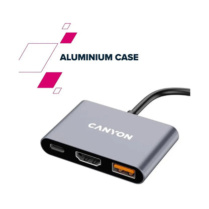 CANYON hub DS-4 3in1 USB-C Grey CNS-TDS4