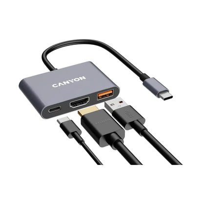 CANYON hub DS-4 3in1 USB-C Grey CNS-TDS4