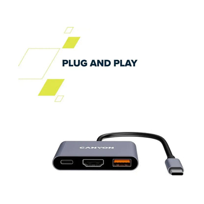 CANYON hub DS-4 3in1 USB-C Grey CNS-TDS4