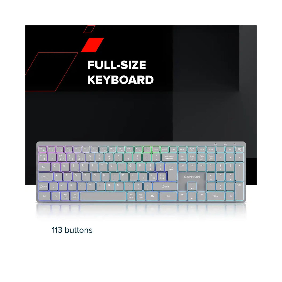 CANYON keyboard HKB-W11 UK/US RGB Dual Mode Wireless Black CNS-HBTK11B