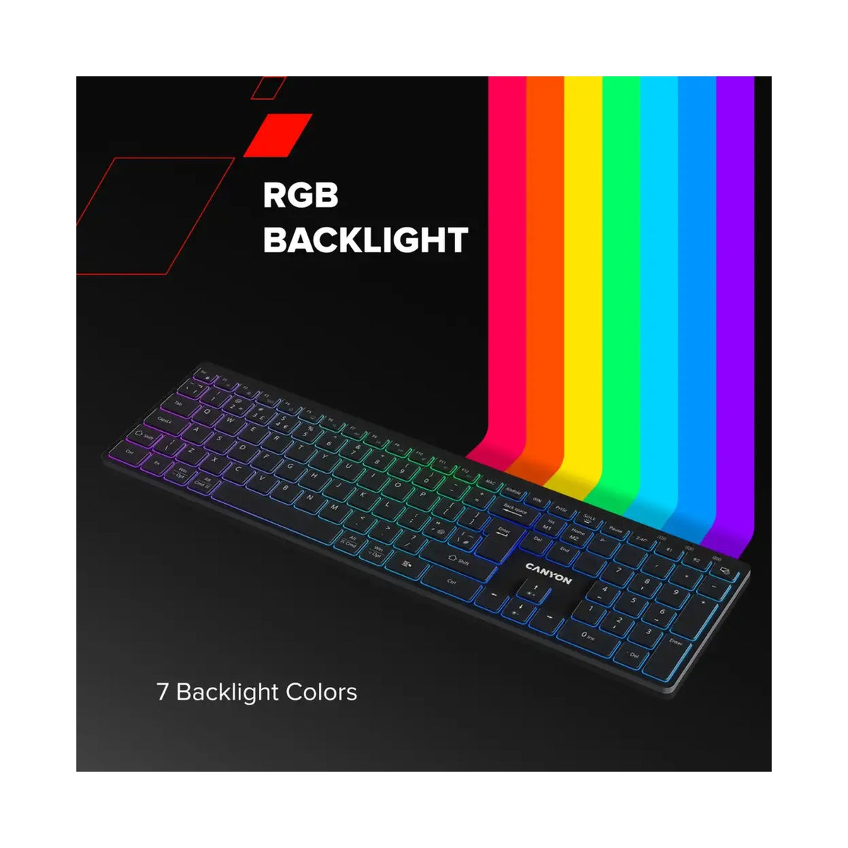 CANYON keyboard HKB-W11 UK/US RGB Dual Mode Wireless Black CNS-HBTK11B