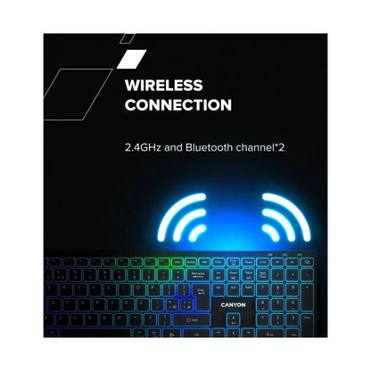 CANYON keyboard HKB-W11 UK/US RGB Dual Mode Wireless Black CNS-HBTK11B