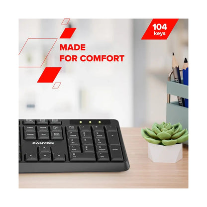 CANYON keyboard KB-W01 Wireless Black CNE-CKEYW01