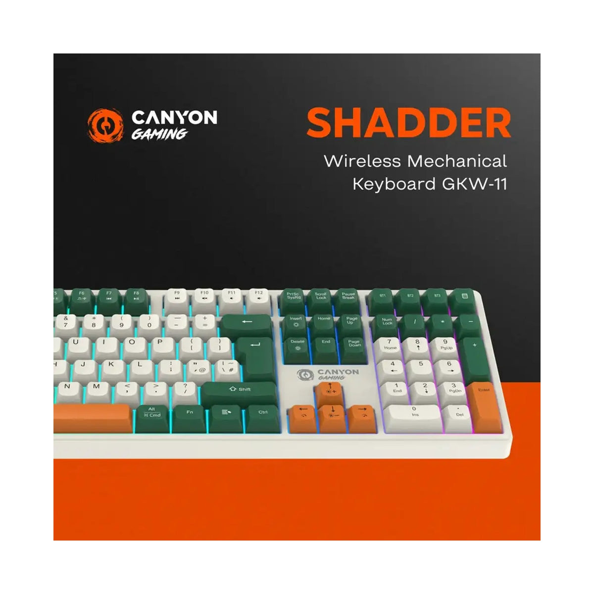 CANYON keyboard Shadder GKW-11 Mech RGB UK/US Wireless White CND-SKBW11