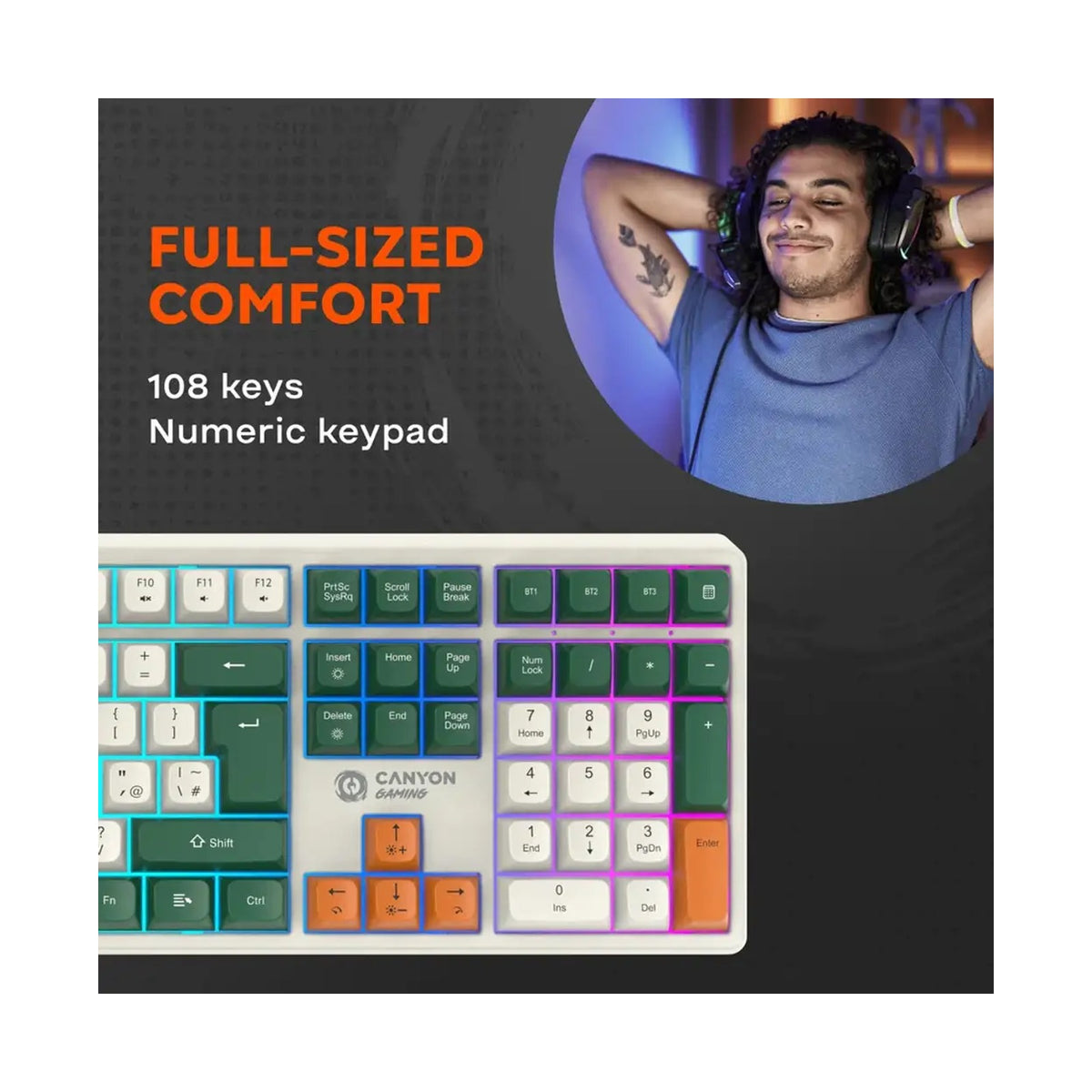 CANYON keyboard Shadder GKW-11 Mech RGB UK/US Wireless White CND-SKBW11
