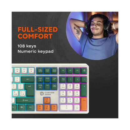 CANYON keyboard Shadder GKW-11 Mech RGB UK/US Wireless White CND-SKBW11
