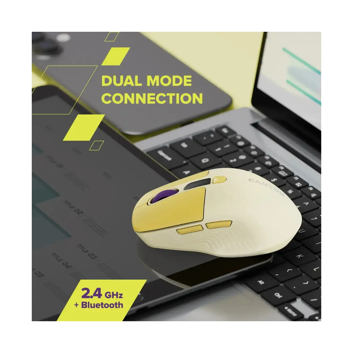 CANYON mouse MW-26 LCD Silent Dual Mode Wireless Violet CNS-CMSW26V