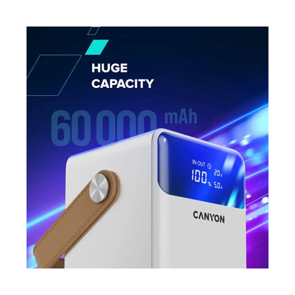 CANYON power bank OnPower 610 metal 60000 mAh PD100W White CNS-CPB610W