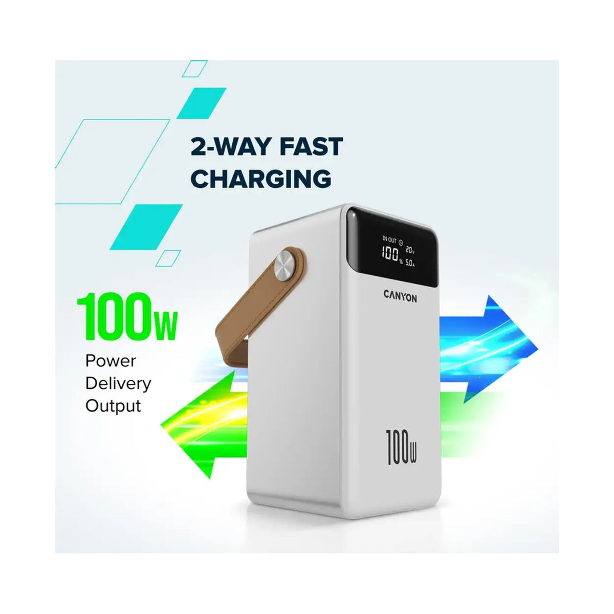 CANYON power bank OnPower 610 metal 60000 mAh PD100W White CNS-CPB610W