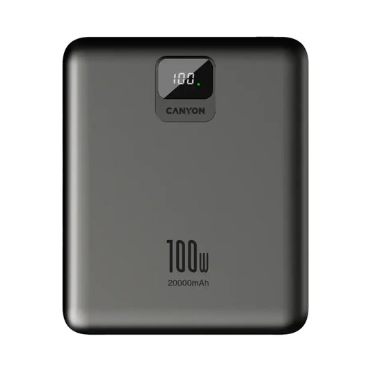 CANYON power bank PB-2008 LED FLAT 20000 mAh PD100W QC3.0 Dark Grey CNE-CPB2008DG