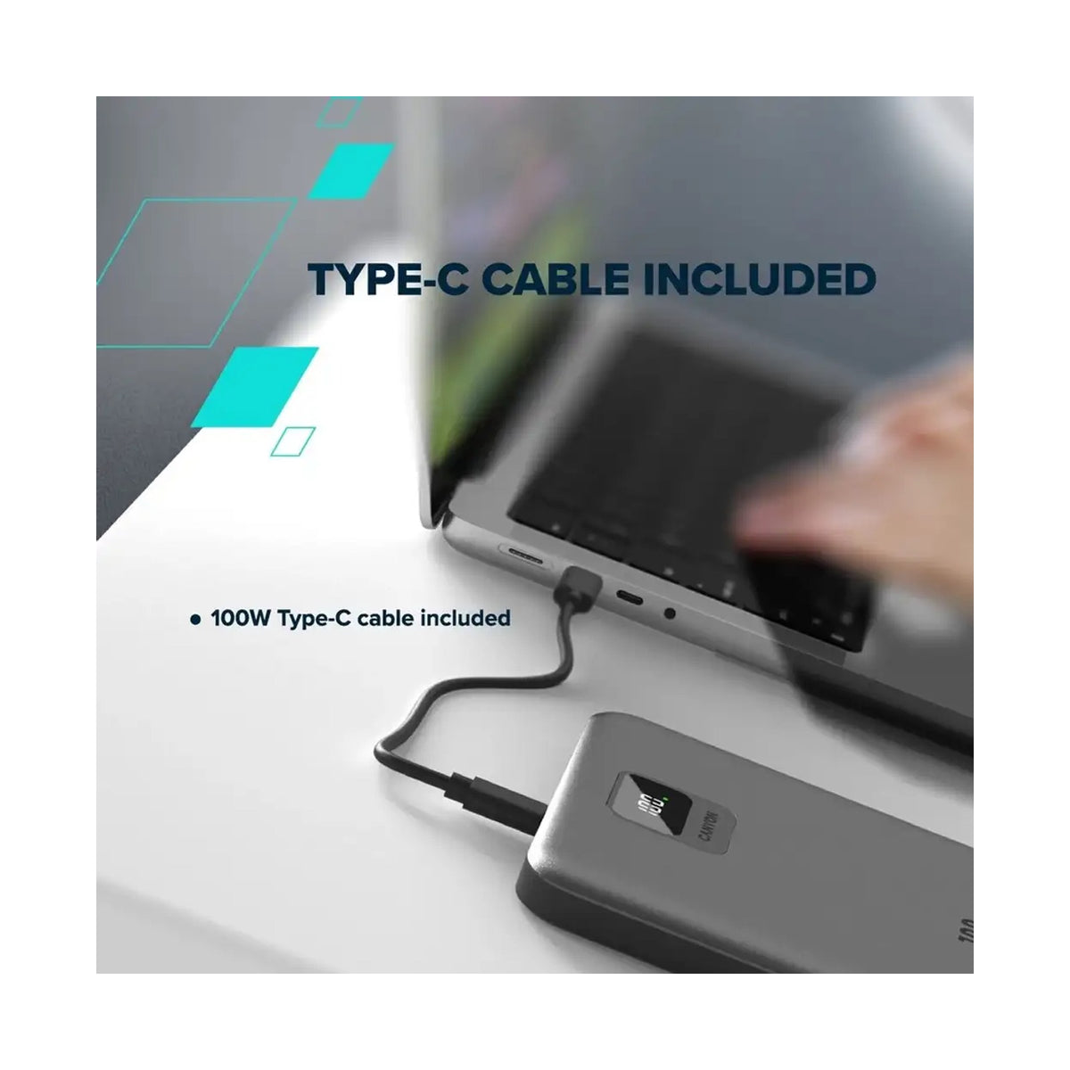 CANYON power bank PB-2008 LED FLAT 20000 mAh PD100W QC3.0 Dark Grey CNE-CPB2008DG