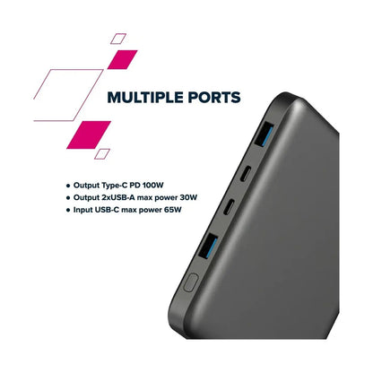 CANYON power bank PB-2008 LED FLAT 20000 mAh PD100W QC3.0 Dark Grey CNE-CPB2008DG