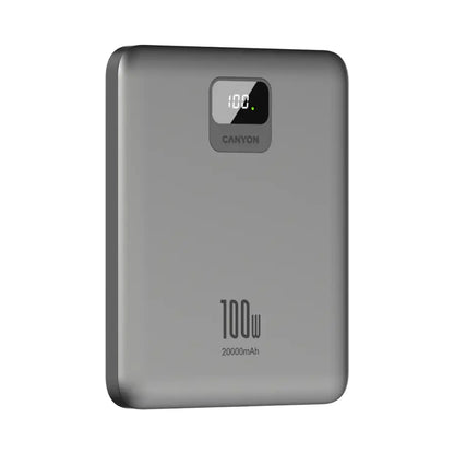 CANYON power bank PB-2008 LED FLAT 20000 mAh PD100W QC3.0 Dark Grey CNE-CPB2008DG