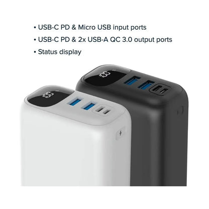 CANYON power bank PB-301 LED 30000 mAh PD 20W QC 3.0 White CNE-CPB301W