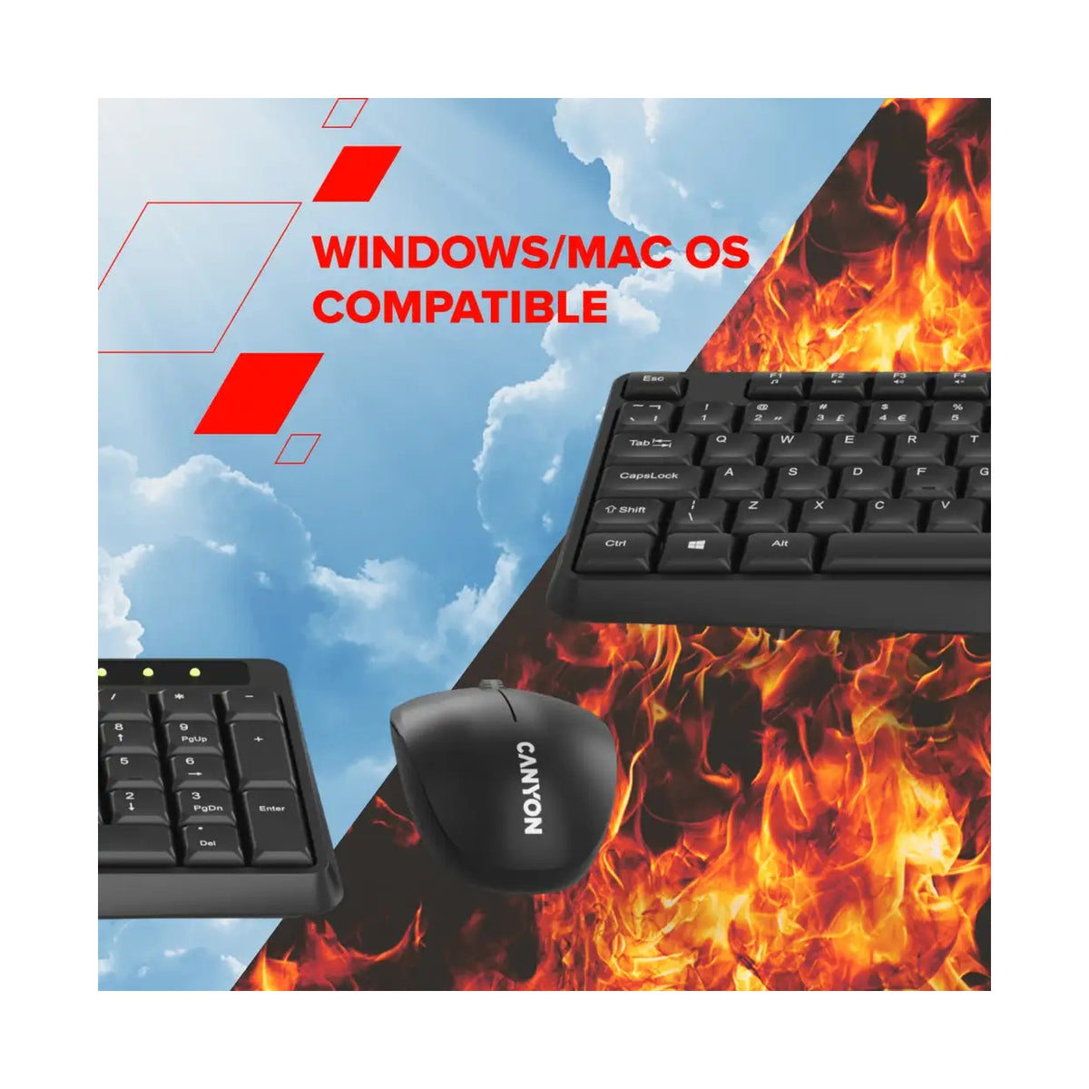 CANYON SET-W01 Keyboard+Mouse Wireless Black CNE-HSETW01