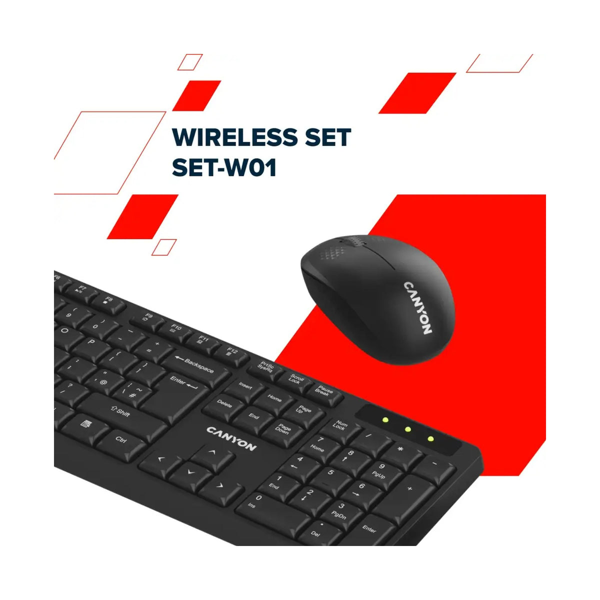 CANYON SET-W01 Keyboard+Mouse Wireless Black CNE-HSETW01
