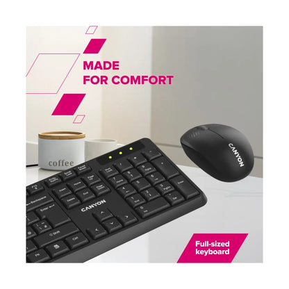 CANYON SET-W01 Keyboard+Mouse Wireless Black CNE-HSETW01