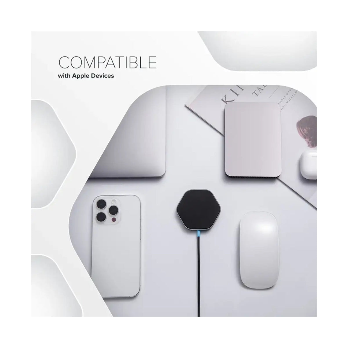 CANYON wireless charger HEXAGON 110 Dark Grey Blue CNS-WCS110