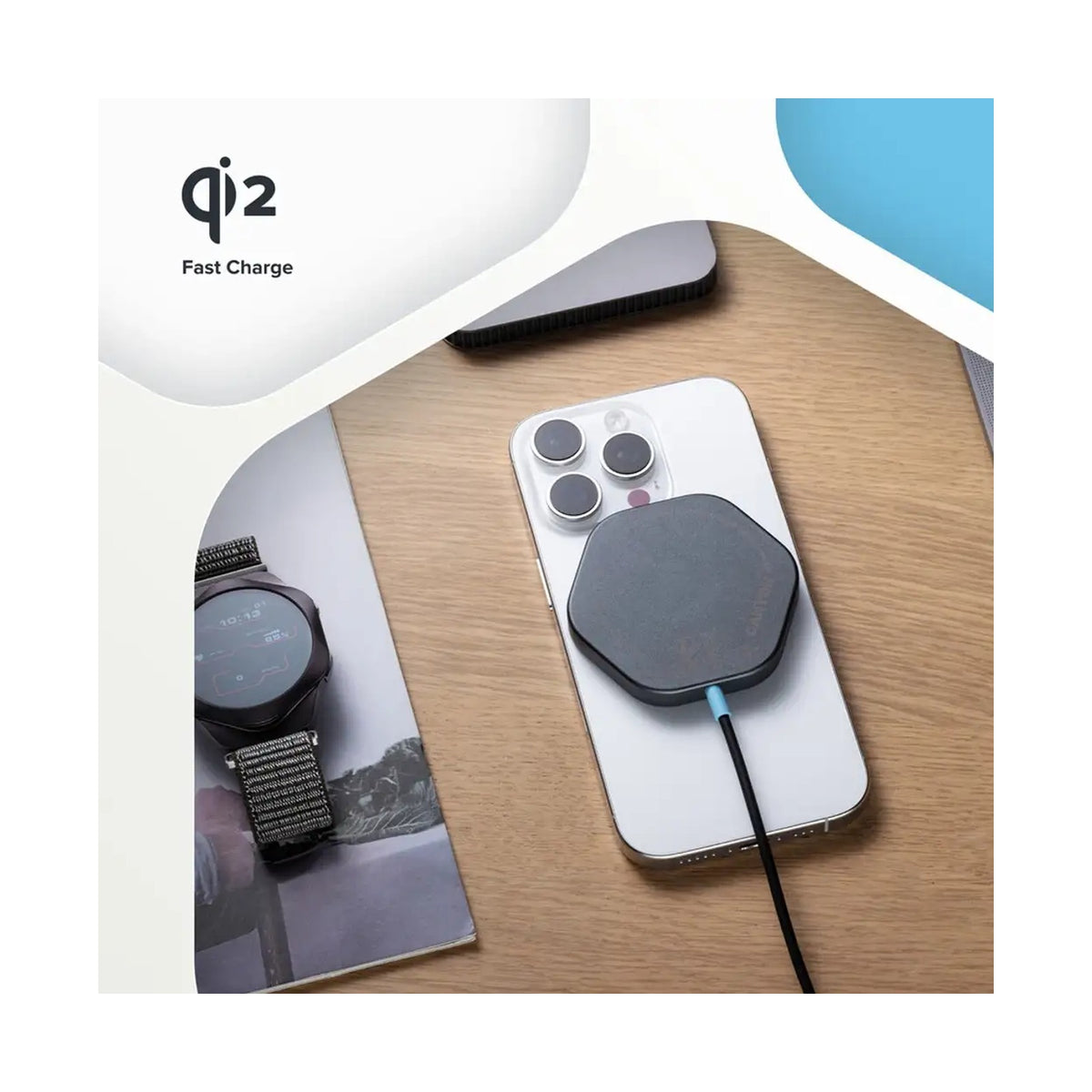 CANYON wireless charger HEXAGON 110 Dark Grey Blue CNS-WCS110