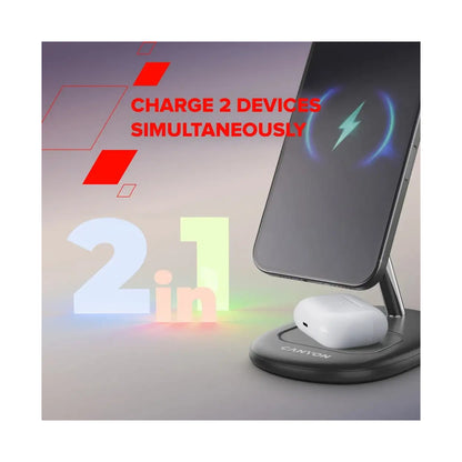 CANYON wireless charger WCS-205 15W Qi2 2in1 w/o adapter Black CNS-WCS205BW/A