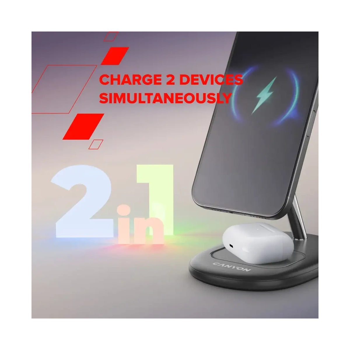 CANYON wireless charger WCS-205 15W Qi2 2in1 w/o adapter White CNS-WCS205WW/A