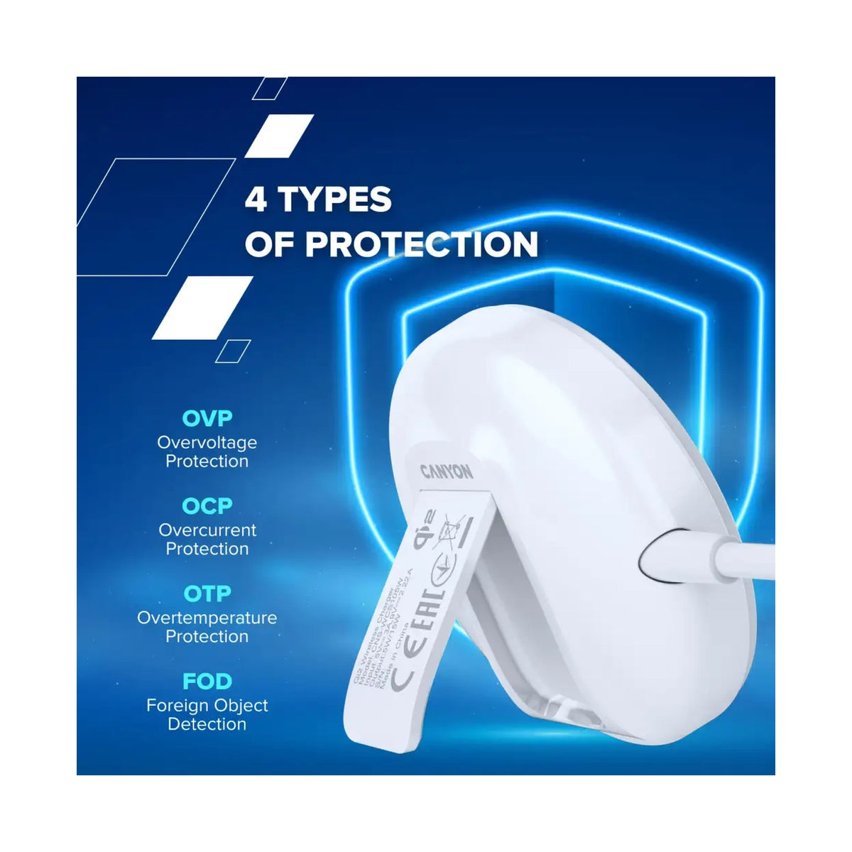 CANYON wireless charger WS-105 15W Qi2 White CNS-WCS105W