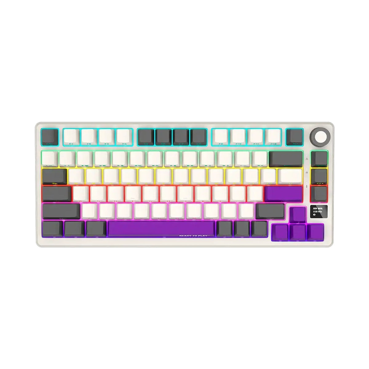 LORGAR KBP7075W Wireless Mechanical Gaming Keyboard Pro Beige LRG-KBP7075W-RT-US