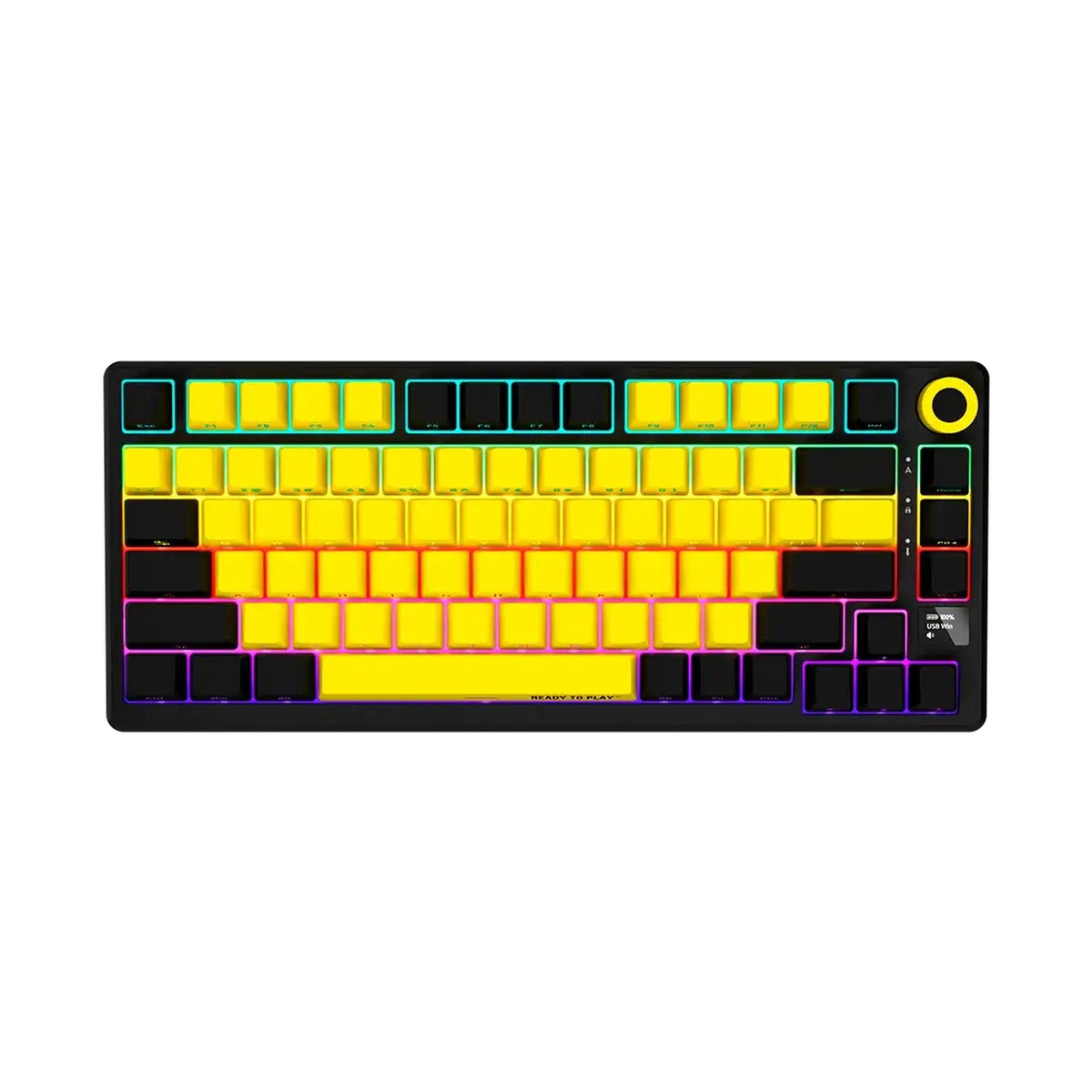 LORGAR KBP7075W Wireless Mechanical Gaming Keyboard Pro Black/yellow LRG-KBP7075W-YL-US