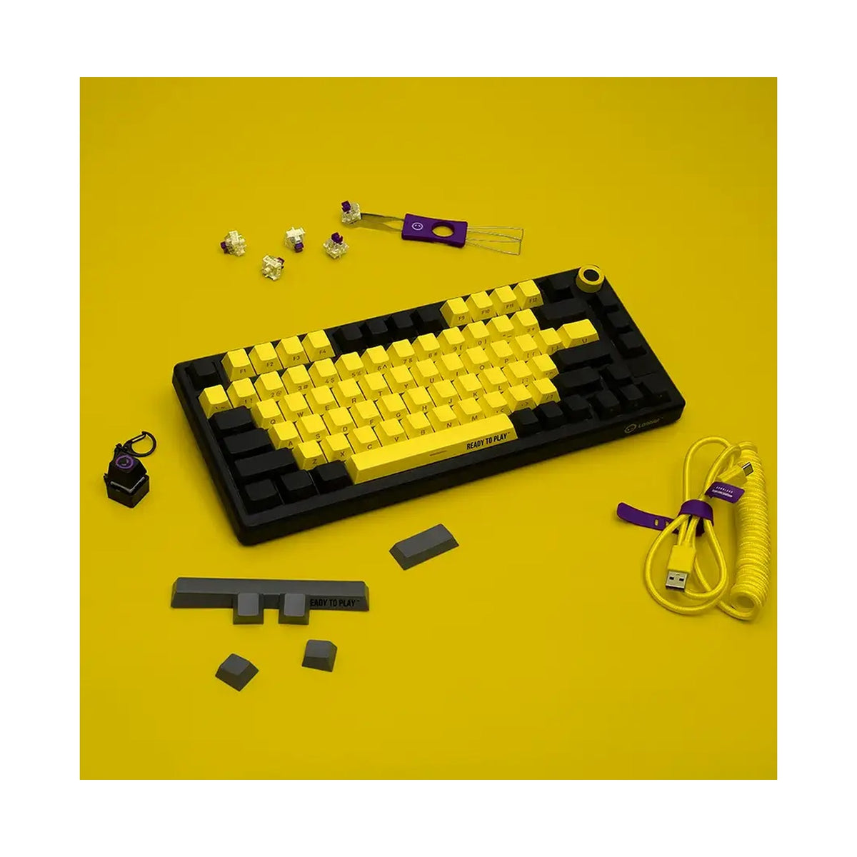 LORGAR KBP7075W Wireless Mechanical Gaming Keyboard Pro Black/yellow LRG-KBP7075W-YL-US
