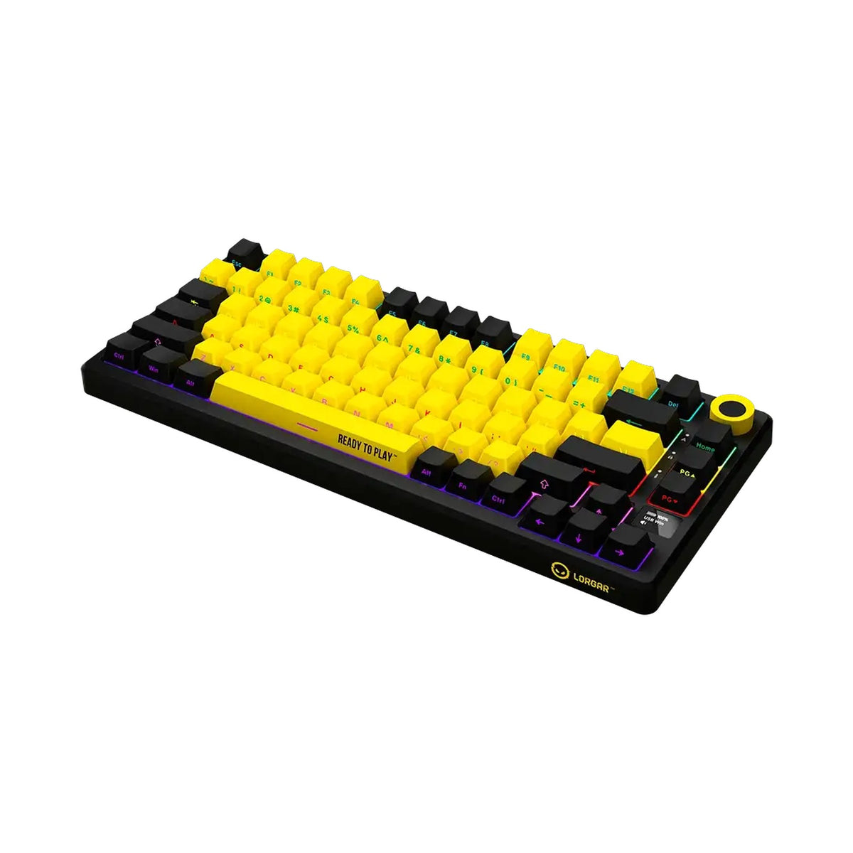 LORGAR KBP7075W Wireless Mechanical Gaming Keyboard Pro Black/yellow LRG-KBP7075W-YL-US