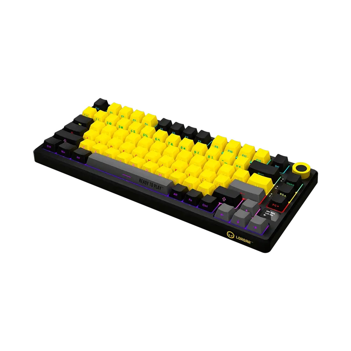 LORGAR KBP7075W Wireless Mechanical Gaming Keyboard Pro Black/yellow LRG-KBP7075W-YL-US