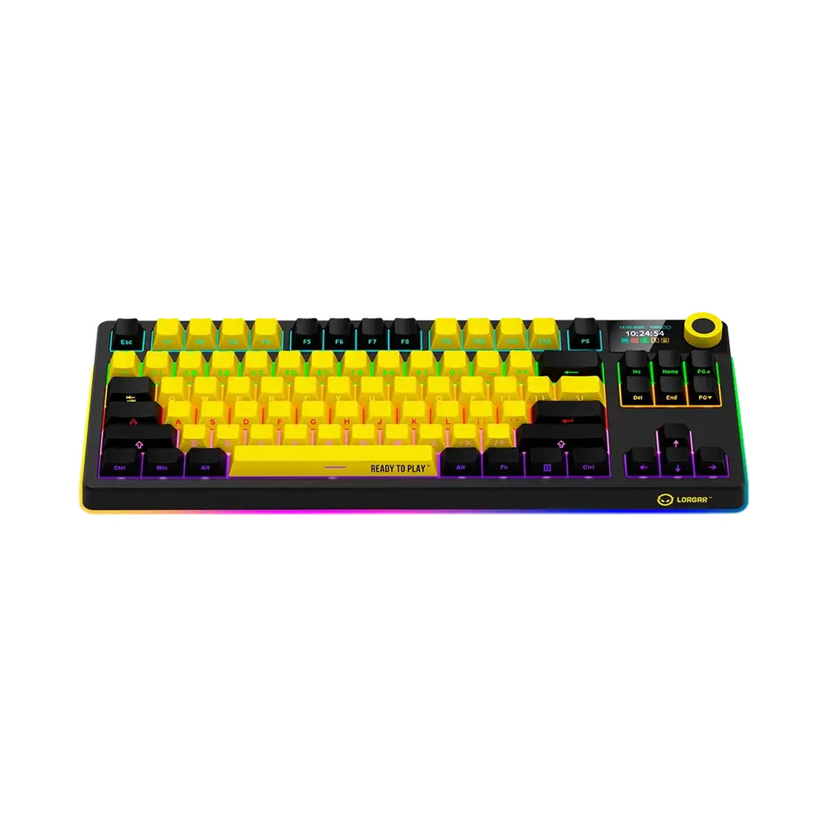 LORGAR KBP70TKLW Wireless TKL Mechanical Gaming Keyboard Pro Black/yellow LRG-KBP70TKLW-YL-US