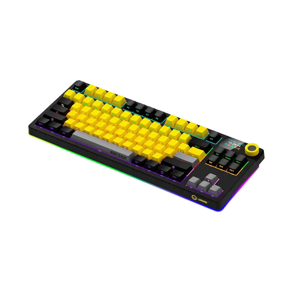 LORGAR KBP70TKLW Wireless TKL Mechanical Gaming Keyboard Pro Black/yellow LRG-KBP70TKLW-YL-US