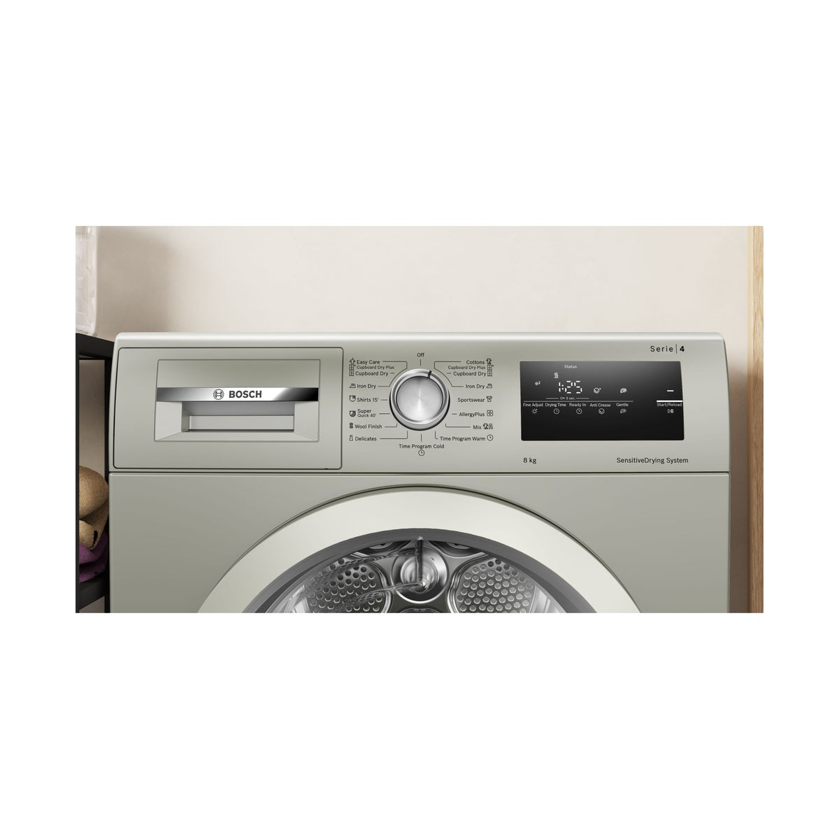 Bosch Series 4 Condenser Tumble Dryer 8 kg Silver inox WTN85401ZA