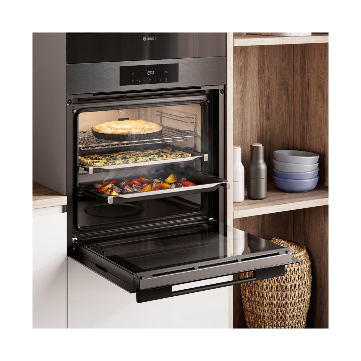 Bosch Series 6 Built in Oven 60 x 60cm Black stainless steel HJG852EG0Z