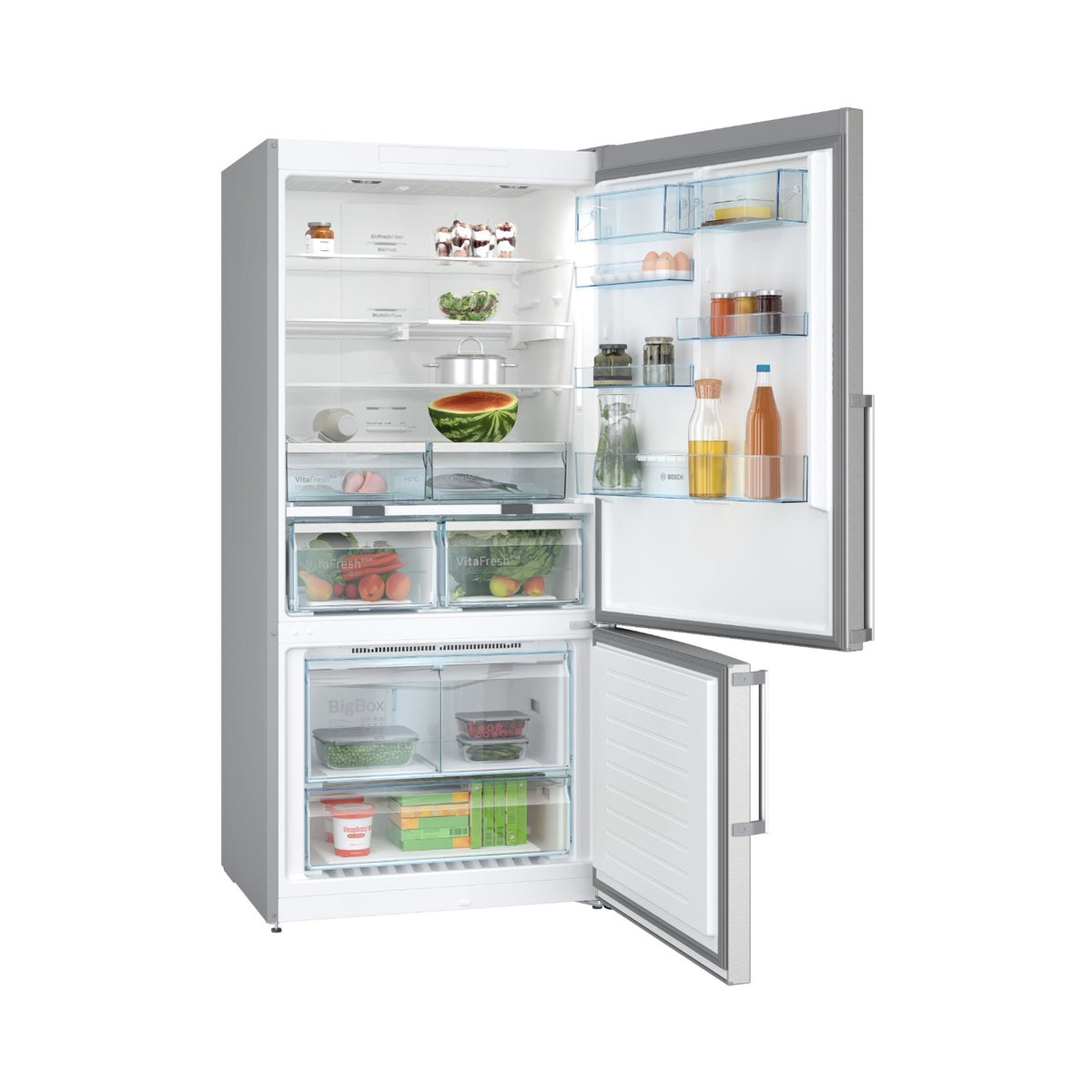 Bosch Series 6 Freestanding Fridge Bottom freezer 186 x 86cm Stainless steel 619 L  KGN86CI30Z
