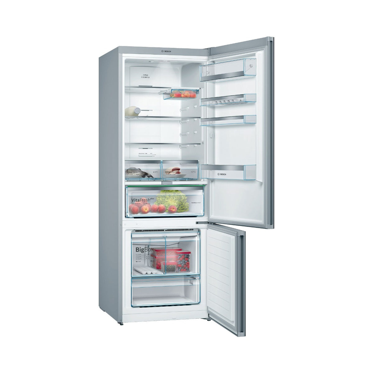 Bosch Series 6 Freestanding Fridge Bottom freezer glass door 193 x 70cm Black Total No Frost KGN56LB31U